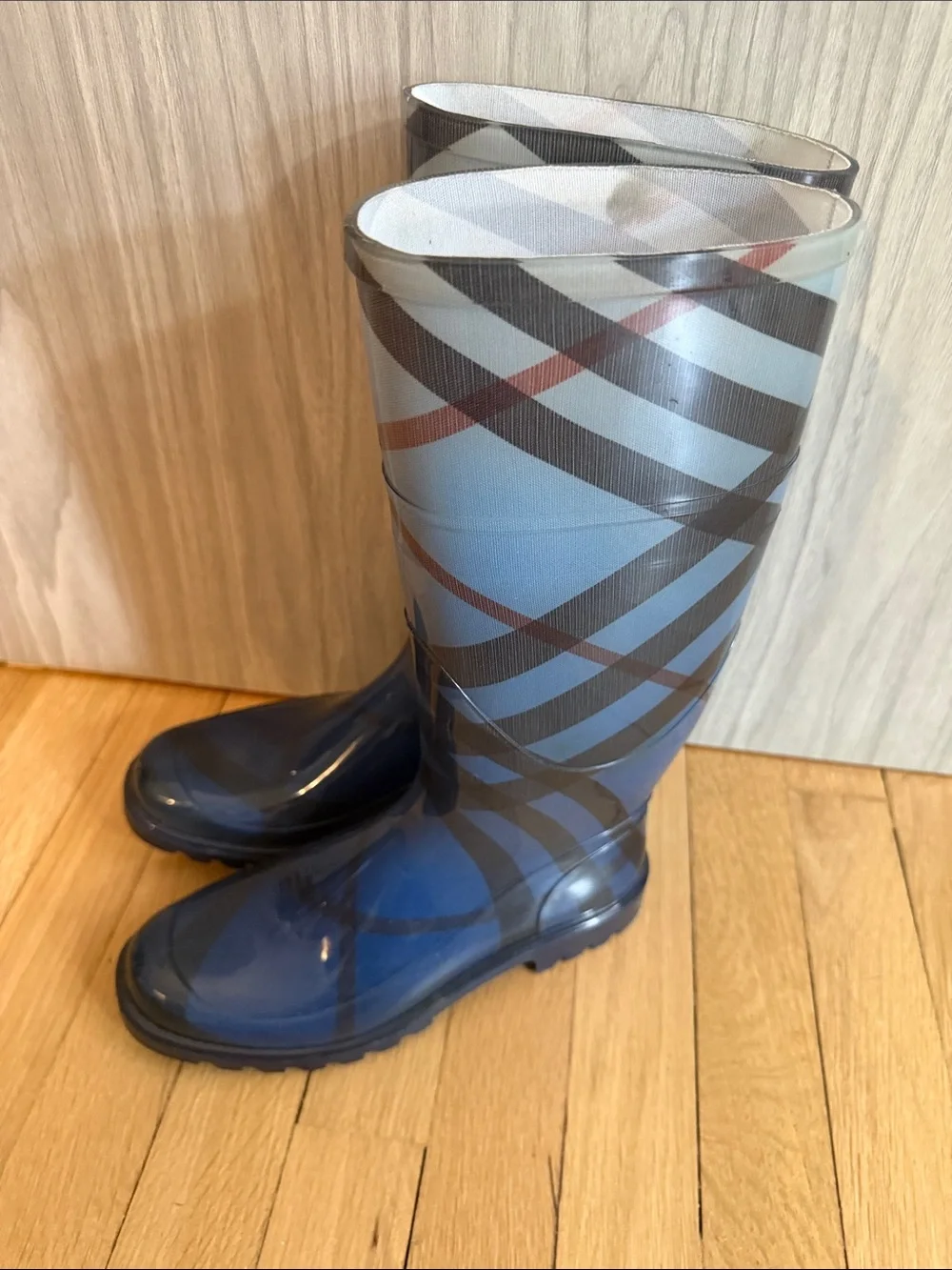 Burberry Blue Nova Check Rain Boots